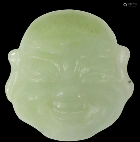 CHINESE CARVED JADE BUDDHA BELT BUCKLE