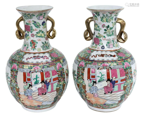 (2) CHINESE ROSE MEDALLION PORCELAIN VASES