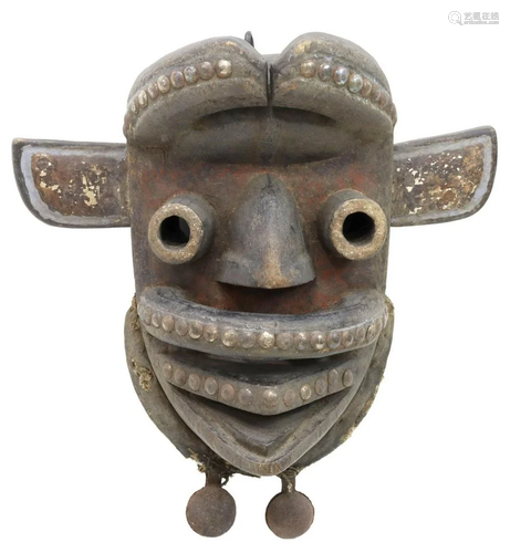 LIBERIAN GREBO CARVED & PIGMENTED WOOD MASK