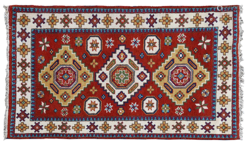 HAND-TIED PERSIAN KAZAK RUG, 6'3