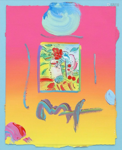 PETER MAX ORIGINAL MIXED MEDIA 'BLOSSOM LADY'