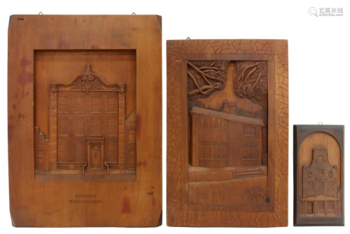 (3) DUTCH B.H. NUSSEN CARVED WOOD WALL PLAQUES