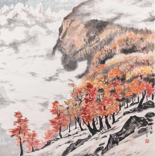 关山月 秋景雪山