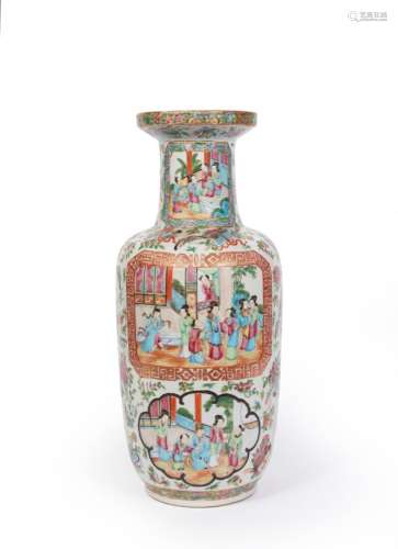 CHINE, Canton, fin du XIXème siècle.Vase balustre en porcela...