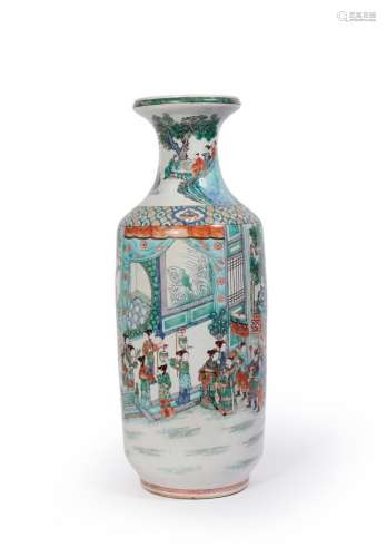 CHINE, fin du XIXème siècle.Important vase rouleau en porcel...