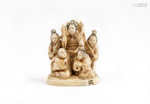 JAPON, début du XXème siècle.Netsuke en ivoire sculpté figur...