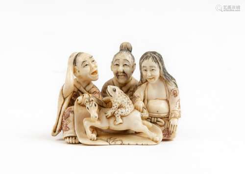 JAPON, début du XXème siècle.Netsuke en ivoire sculpté figur...