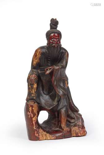 JAPON, XIXème siècle.Sculpture en bois laqué figurant un sag...