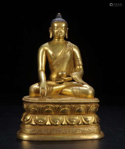 GILT BRONZE CAST PHARMACIST BUDDHA STATUE