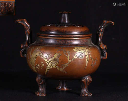 GOLD INLAID BRONZE CAST CENSER