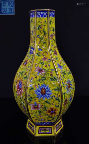 CLOISONNE CAST FLORAL PATTERN VASE