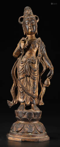 COPPER CAST GUANYIN BUDDHA STATUE