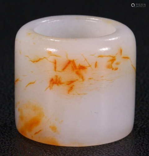 HETIAN JADE SEED CARVED RING