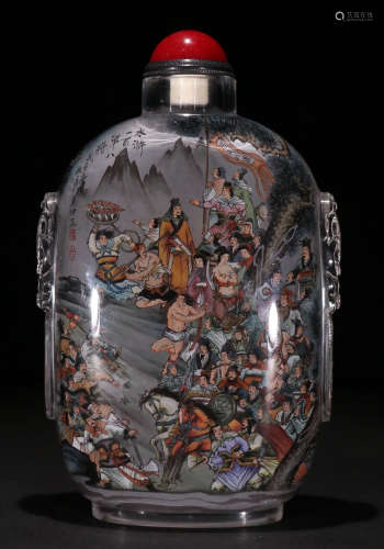 CRYSTAL CARVED SNUFF BOTTLE