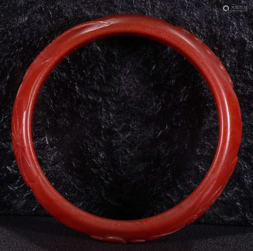 RED AGATE CARVED BANGLE