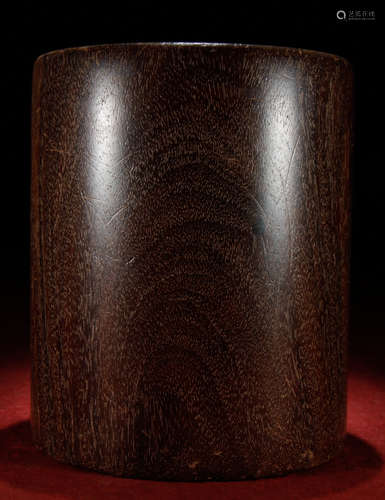 ZITAN WOOD CARVED BRUSH POT