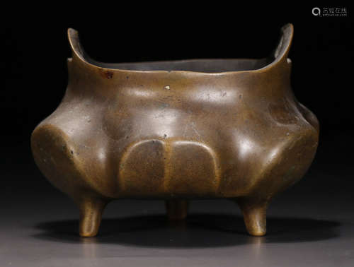 XUANDE MARK COPPER CAST TRIPOD CENSER