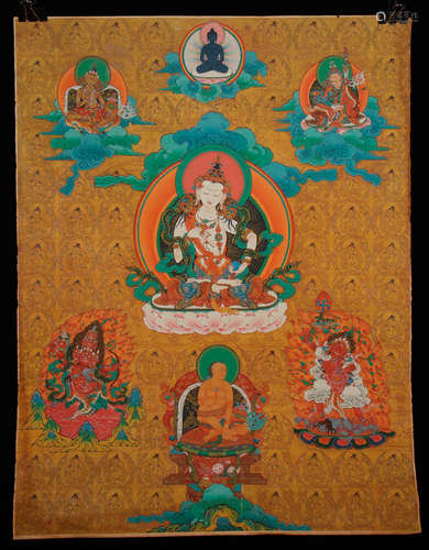 TIBETAN MINERAL PAINTED TARA BUDDHA THANGKA