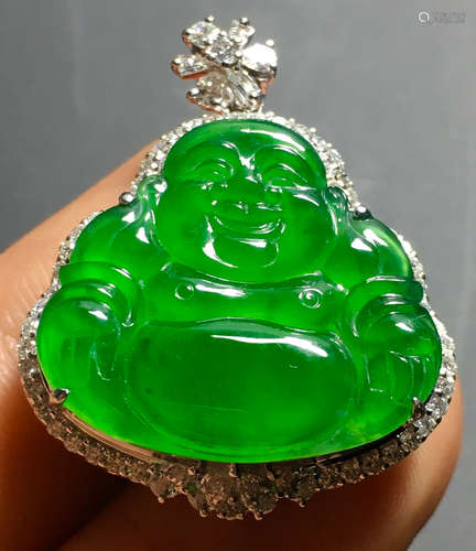 ICY GREEN JADEITE BUDDHA PENDANT