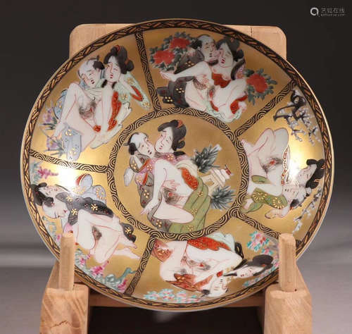 JAPAN GUANYAO PORCELAIN STEM DISH