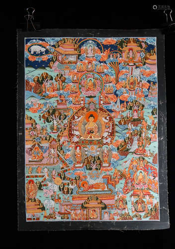 TIBETAN MINERAL PAINTED THANGKA