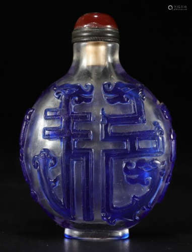 GLASS CARVED SNUFF BOTTLE