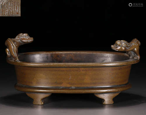 COPPER CAST TRIPOD CENSER