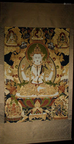 GUANYIN BUDDHA EMBROIDERY THANGKA