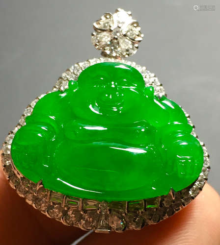 ICY GREEN JADEITE BUDDHA PENDANT