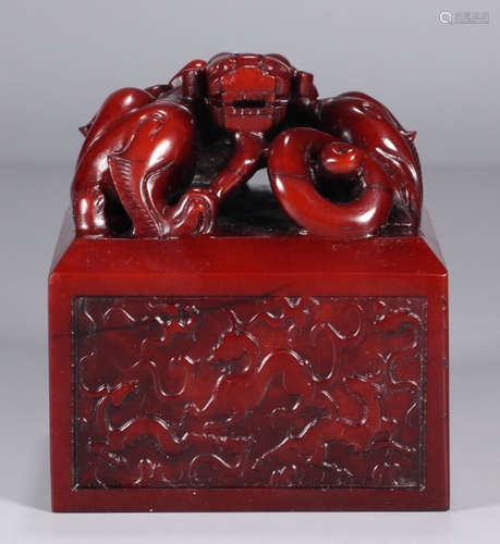 HETIAN JADE CARVED DRAGON SEAL