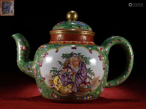 ZISHA ENAMELED GLAZE TEAPOT