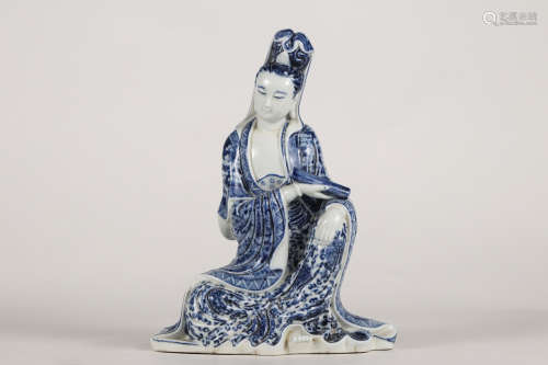 CHINESE BLUE WHITE PORCELAIN BUDDHA