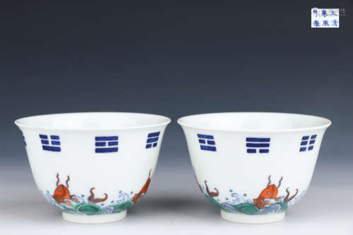 CHINESE PORCELAIN CUPS, PAIR