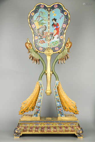 CHINESE CLOISONNE TABLE SCREEN
