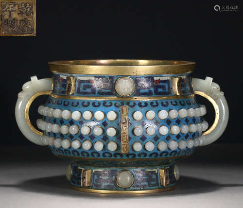 CLOISONNE WITH JADE CENSER