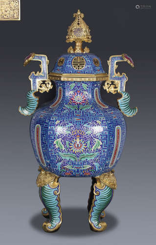 QIANLONG MARK CLOISONNE CAST CENSER