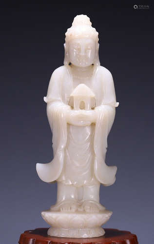 HETIAN JADE PHARMACIST BUDDHA STATUE