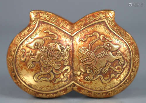 GILT BRONZE CAST PEACH BOX