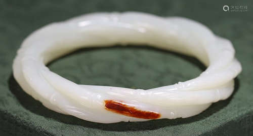 HETIAN JADE CARVED BANGLE