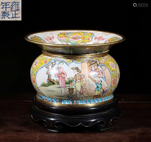 YONGZHENG MARK CLOISONNE CAST SLAG BUCKET