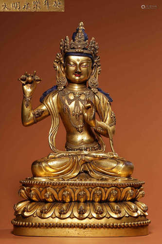 YONGLE MARK GILT BRONZE BUDDHA STATUE