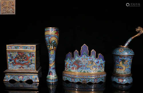 SET OF CLOISONNE CAST CALLIGRAPHY SUPPLIES