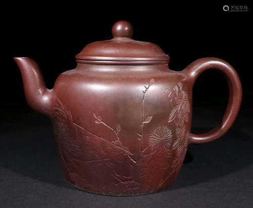 ZISHA CARVED TEAPOT