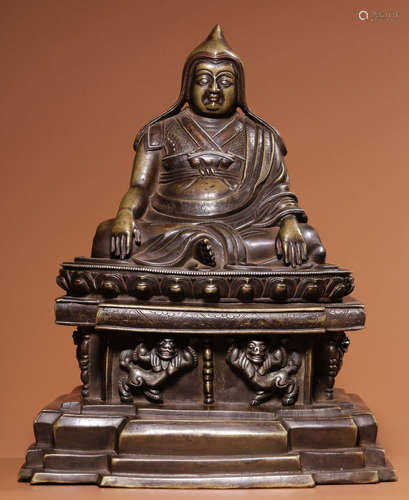 COPPER&SILVER CAST TSONGKAHAPA BUDDHA STATUE