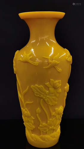 AMBER CARVED VASE