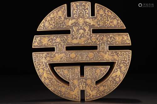 旧藏 银鎏金花鸟纹寿字盒