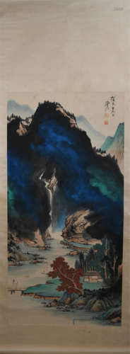 A CHINESE PAINTING OF LANDSCAPE AND FIGURE