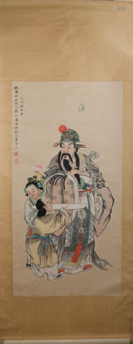 A CHINESE PAINTING OF FIGURES AND STORY