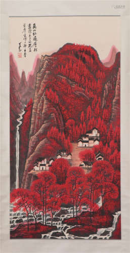 A CHINESE PAINTING OF AUTUMN MOUNTAIN SCENERY
