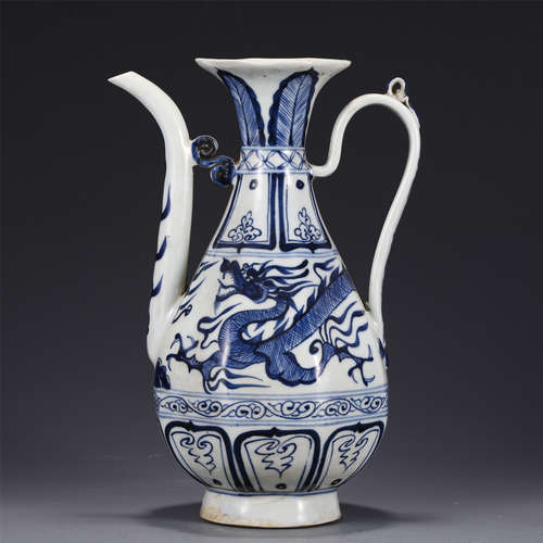 A BLUE AND WHITE EWER